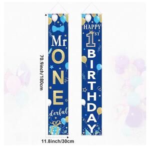 Mr. Onederful Birthday Banner 1st Birthday Porch Sign Hanging Door Banner- 2